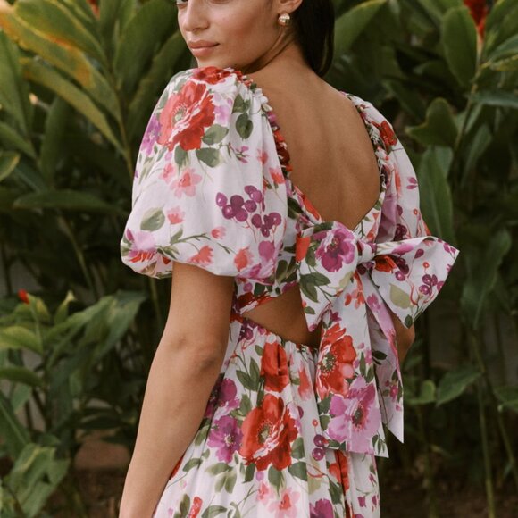 Floral Puff Sleeve Maxi Dress - Picture 4 of 11